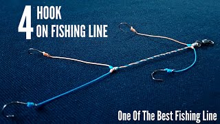 Many dont Know ‼️ How to tie 4 hook on fishing line [upl. by Aleakcim]