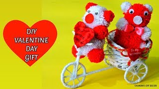 DIY Valentines Day Gift  Cute Couple Teddy On Basket Bicycle  Handmade Gift  DIY Showpiece [upl. by Roxanne]