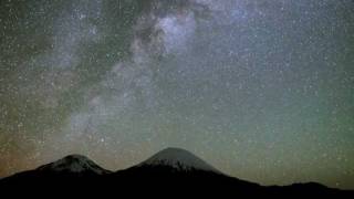 Parinacota 6332m and Pomerape 6282m volcanoes the Milky Way and the climbers [upl. by Sutherlan635]