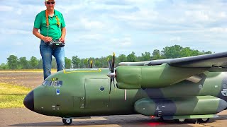 HOMEMADE XXXL TRANSALL C160 RC SCALE AIRPLANE WITH TUG DEMONSTRATION FLIGHT [upl. by Aikimat]