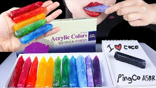 ASMR KOHAKUTO MUKBNG RAINBOW EDIBLE CRAYON DESSERTS EATINGSOUND 코하쿠토 먹방 무지개 먹는크레파스 디저트 이팅사운드 こはくとう [upl. by Namara]