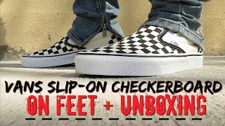 Vans SlipOn Checkerboard ON FEET  Unboxing amp Review [upl. by Atwahs909]