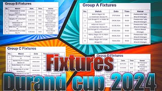 Durand cup 2024 fixtures schedule of all groups abcdef isl fixtures 0futballtalk [upl. by Nivri82]