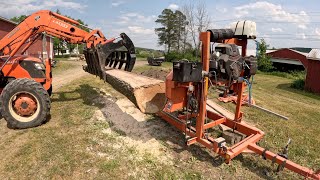 From tree to trailer deck sawing oak on a woodmizer lt15 [upl. by Lerim724]