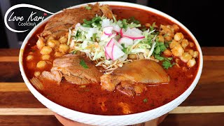 Pozole Rojo de Puerco  Pork Red Pozole [upl. by Daniele]