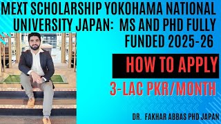 How to Apply for MEXT Scholarship MSPhD 202526  YOKOHAMA National University Japan [upl. by Savick]