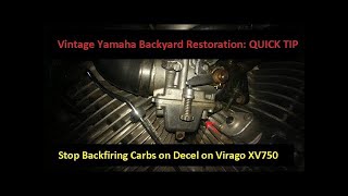 Stop backfiring carbs on decel on 1981 Virago XV750  Vintage Yamaha Backyard Restoration Quick Tip [upl. by Cheyne598]