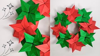 Origami CHRISTMAS WREATH  How to make a paper wreath [upl. by Gillmore]