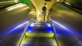 Sweden Stockholm Fridhemsplan rainbow escalator and SMW elevator ride [upl. by Capps620]