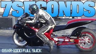 7 second turbo Hayabusa GSXR tail motorcycle drag racing 2015 [upl. by Narak579]