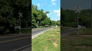 Yadkin Valley Railroad 9628 crossing Sheep Farm Rd in Mt Airy NC 61423 mtairync [upl. by Nefets]