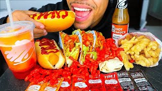 ASMR Cheese Hotdog Flamin Hot Cheetos Burrito Tacos Crunchy Cinnamon Twist Mukbang No Talking [upl. by Hecht]