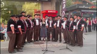 Yodelers singing in Grindelwald Switzerland foot of Swiss Alps [upl. by Iilek]