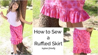 How to Sew a Ruffled Bottom Skirt  beginner friendly [upl. by Elbring229]