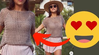 COMO tejer una blusa o remera a crochet para mujer 💃1 [upl. by Aramat]