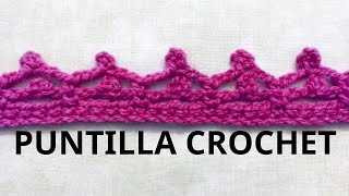 PUNTILLA en tejido crochet o ganchillo  N° 16 tutorial paso a paso Moda a Crochet [upl. by Ahsyekat]