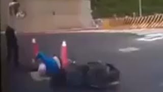 Scooter Rider Falls into Manhole in Taiwan [upl. by Aoket149]