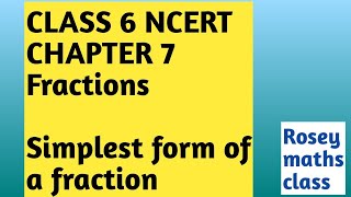 Class 6 Chapter 7 FractionsSimplest form of a fraction maths ncert fraction [upl. by Jerroll]