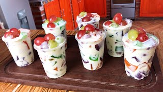 Postre navideño con 4 ingredientes GELATINA CON CREMA ensalada frutal de gelatina [upl. by Ydroj]