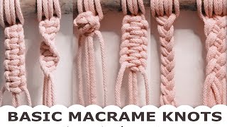 DIY  BASIC MACRAME KNOTS  MACRAME ZÁKLADNÍ UZLY  FOR BEGINNER  Macrame in hand [upl. by Sparke996]