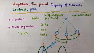 Amplitude Time period Frequency of vibration Loudness Pitch  Class 8 Physics  Chapter sound [upl. by Dominic]