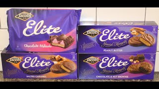 Jacob’s Elite Chocolate Mikado Peanut Butter Salted Caramel and Chocolate amp Nut Brownie [upl. by Niahs]