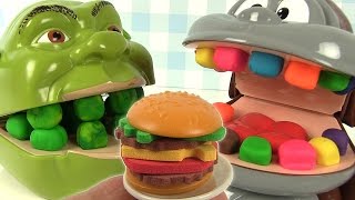 Play Doh Dentiste Shrek mange des hamburgers Burger Mania Game [upl. by Dinny]