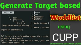 How to install CUPP tool and generate a target based Wordlist  Termux tutorial [upl. by Notyep]