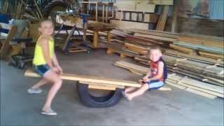 Grandkids on DIY Teeter Totter [upl. by Cristina]