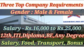 TVS SUNDARAM BRAKES LINING  Job vacancy in Chennai 2023 today  Jobs in chennai Padi  Fresher Jobs [upl. by Donnenfeld706]