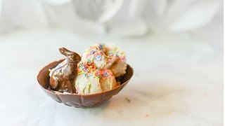 Chocolate Easter Egg Edible Ice Cream Bowl and Pralines and Cream Topping Recipe [upl. by Oer]