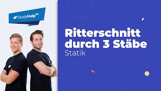 Ritterschnitt im Fachwerk  Stabkräfte bestimmen 2 Technische Mechanik StudyHelp [upl. by Ahswat]