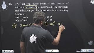 Two coherent monochromatic light beams of intensities I and 4I are superposed The maximum [upl. by Zimmer856]