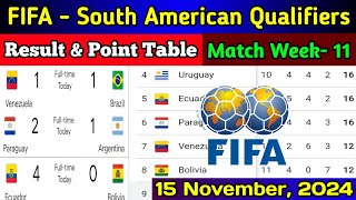 FIFA  South American Qualifiers Start Match Week 11 Result amp Point Table Update 15 November 2024 [upl. by Mayne439]