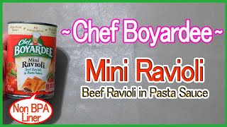 Chef Boyardee Mini Ravioli Beef Ravioli in Pasta Sauce [upl. by Eilrebmik]