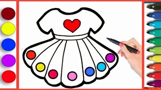 How to draw frock for girls  Drawing beautiful frock step by step  Drawing frock [upl. by Arymas]