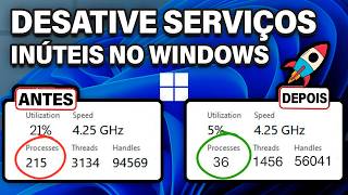 Desative ESSES SERVIÇOS inúteis AGORA para menos uso de CPU e RAM no Windows 1110 [upl. by Oak]