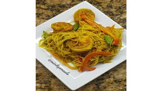 Shrimp Singapore Noodles no pork or egg MINKY STYLE [upl. by Onibas510]