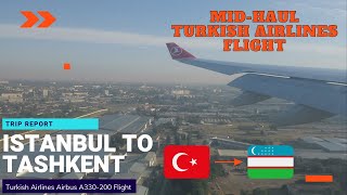 Trip Report  Turkish Airlines  Istanbul  Tashkent  Airbus A330200  ECONOMY [upl. by Martine482]