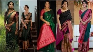 Latest Dark Green Color SILK SAREE COLLECTIONS [upl. by Pengelly285]