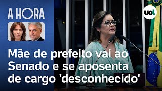 Mãe de prefeito vai ao Senado e se aposenta de cargo público desconhecido  Thais Bilenky [upl. by Dori943]