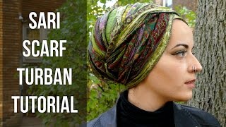 Wrapunzel Gorgeous Sari Turban Tutorial [upl. by Alwyn]