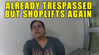 Woman Already Trespassed from Walmart Decides to Shoplift Again [upl. by Yleve]