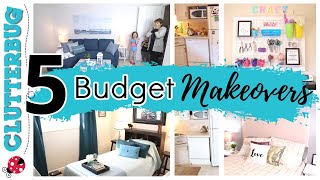 5 Budget Room Makeovers  Cluttered to Clean Before and Afters [upl. by Eciryt]