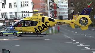 Rettungshubschrauber Christoph 8 landet u startet am Emilienplatz Haupverkehrsknotenpunkt in Hagen [upl. by Irahc]