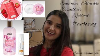 SUMMER SKINCARE  ESSENTIALS  RESTOCK  UNBOXING  SANA’S GLAM LIFE [upl. by Camilo]