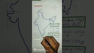 Latitudinal and Longitudinal Extent of India  Basic Idea shorts geography [upl. by Airrehs]