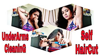 UnderArms Cleaning amp Self HairCut At Home In Easy Way [upl. by Dlorej931]