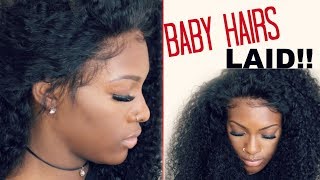 How to  PERFECT baby hairs NO GLUE NO GEL FtLwigs 360 Lace Wig [upl. by Ahsienak524]