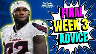 FINAL Week 3 Cheat Sheet LIVE StartSit QampA  ActivesInactives Updates  2024 Fantasy Football [upl. by Atneuqal]